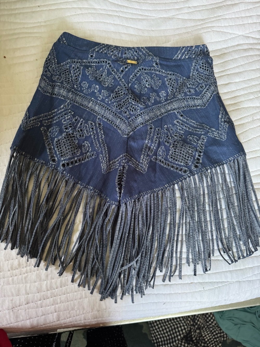 Beach Bunny Navy Crochet Fringe Swim Coverup Skirt